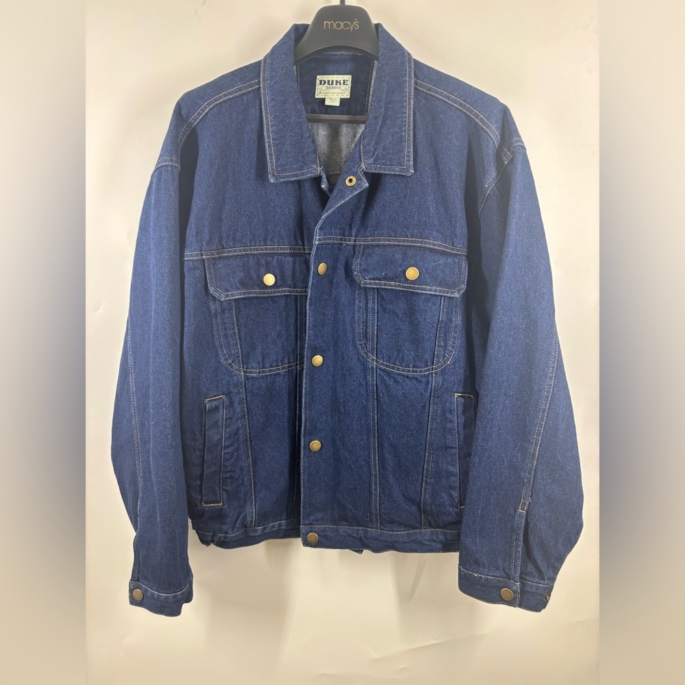 NWOT Men’s 100% Duke Haband Cotton Dark‎ Blue Indigo Denim Trucker Jacket XL